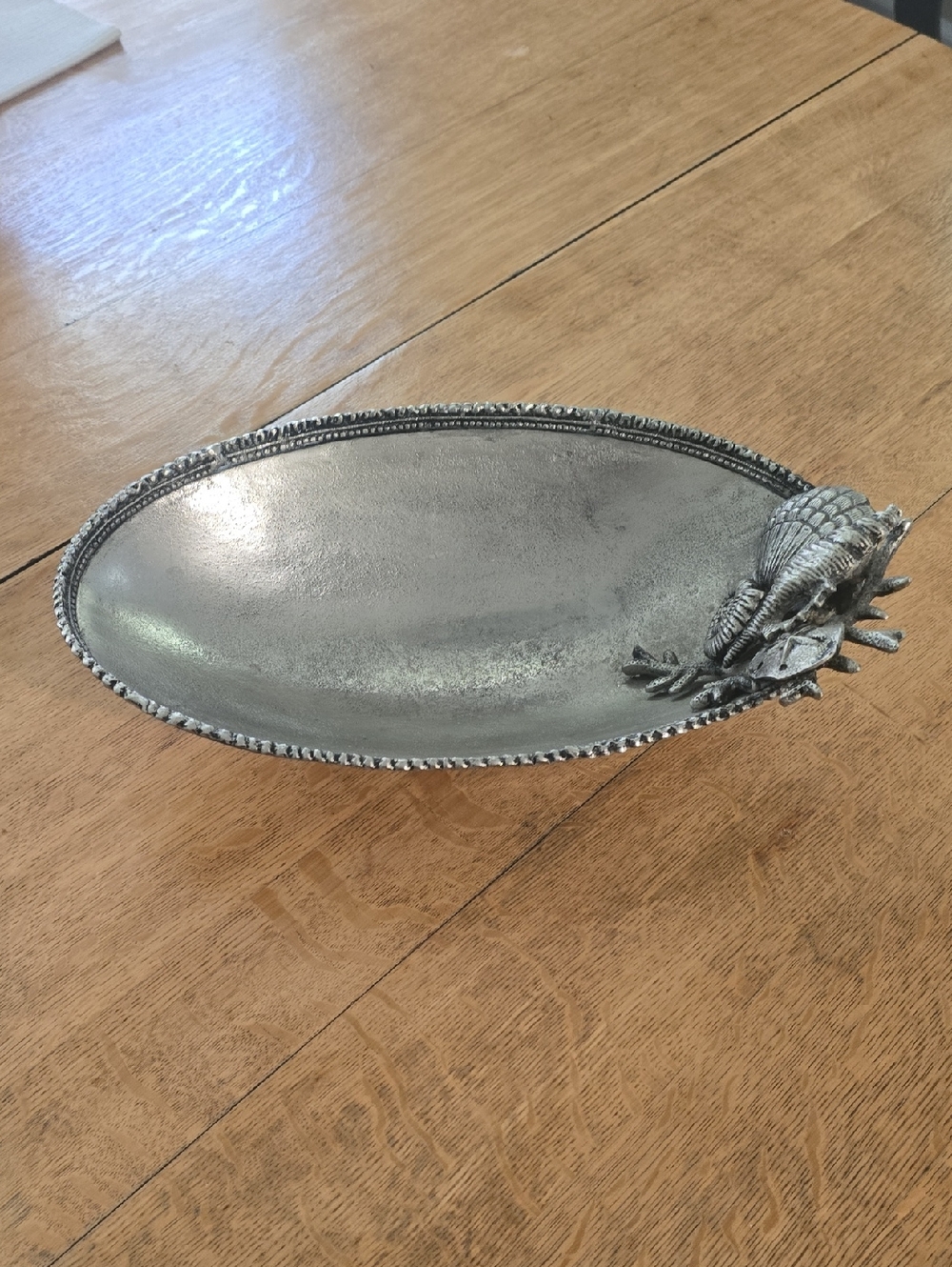 Mud Pie Silver Shell & Rope Oval Accent Tray
